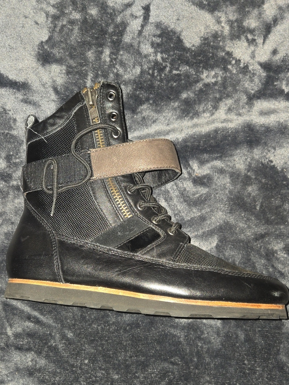 Creative Recreation Men's Black High-Top Boot with Brown Strap